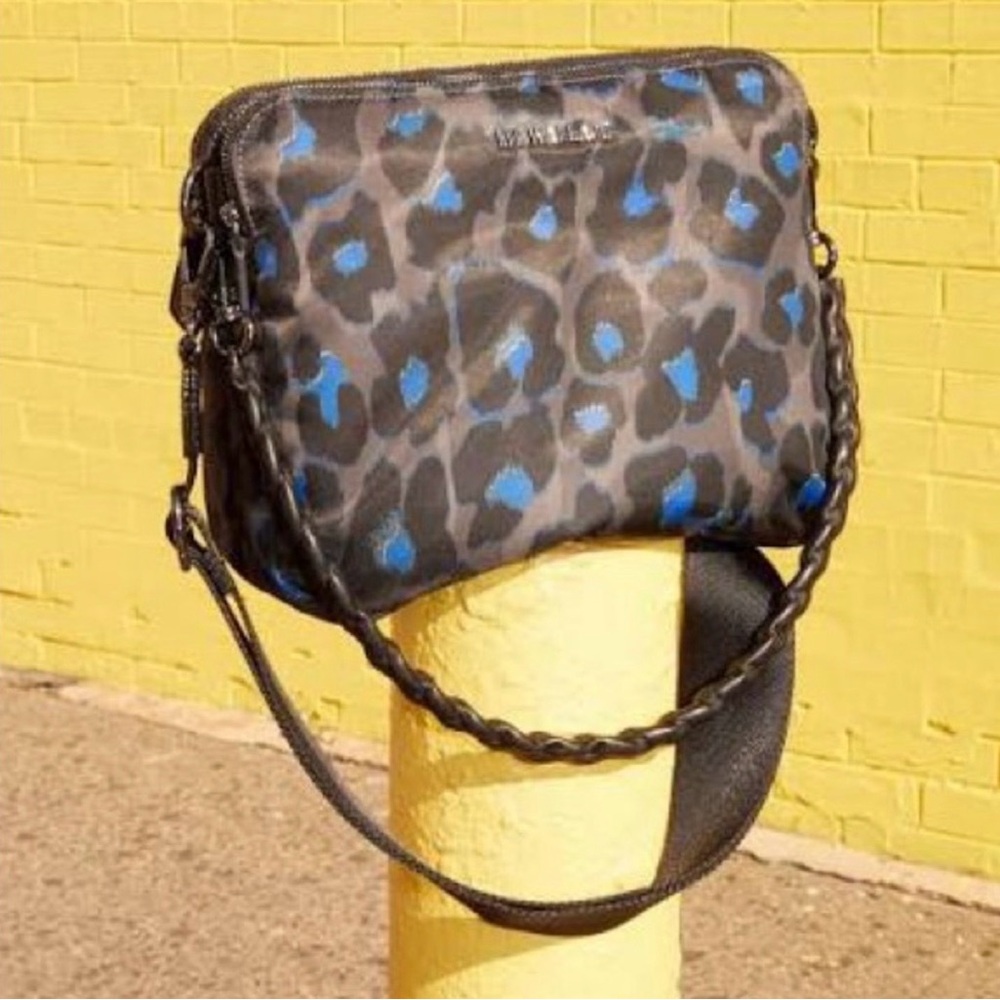 MZ Wallace Bowery Crossbody Blue Leopard Limited Edition NWT